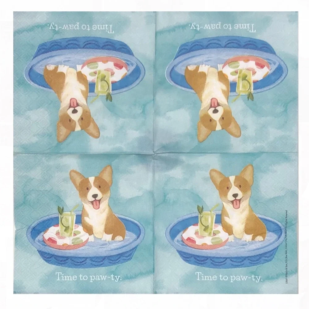 Molly & Rex Corgi Paw-Ty Dog Cocktail Beverage Napkins (12665), 40 ct